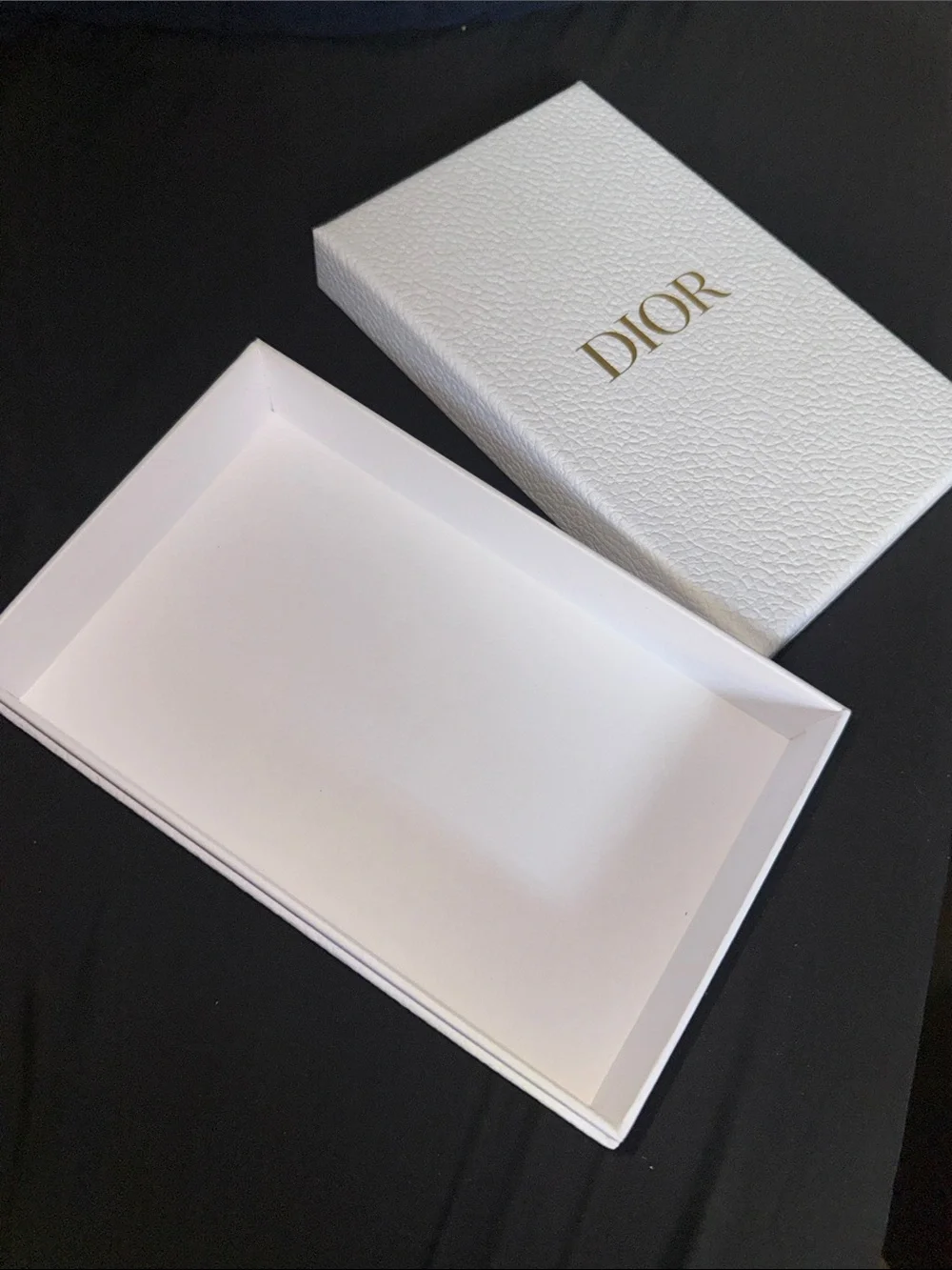 Dior White Textured Leather Accessory Box with Gold Logo